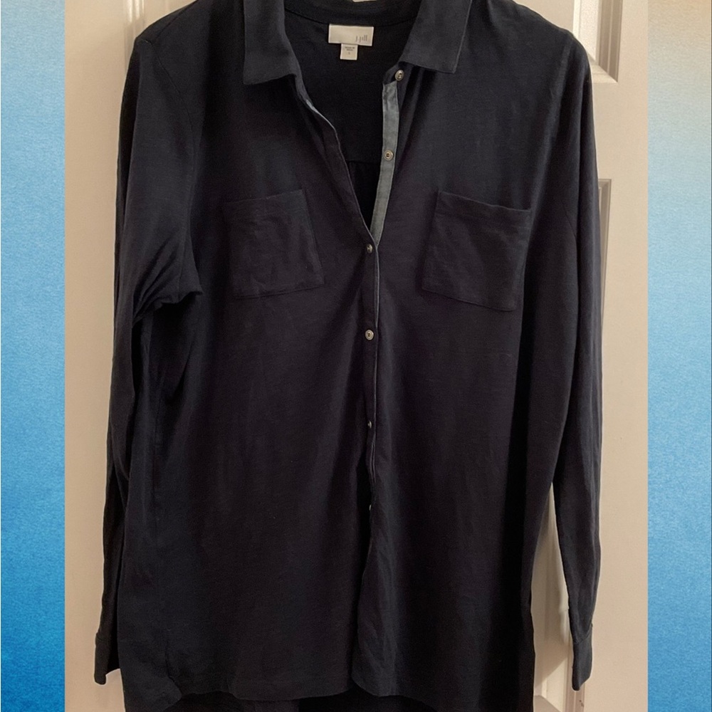 J.Jill Blue Button-Down Tunic Top - Size Large